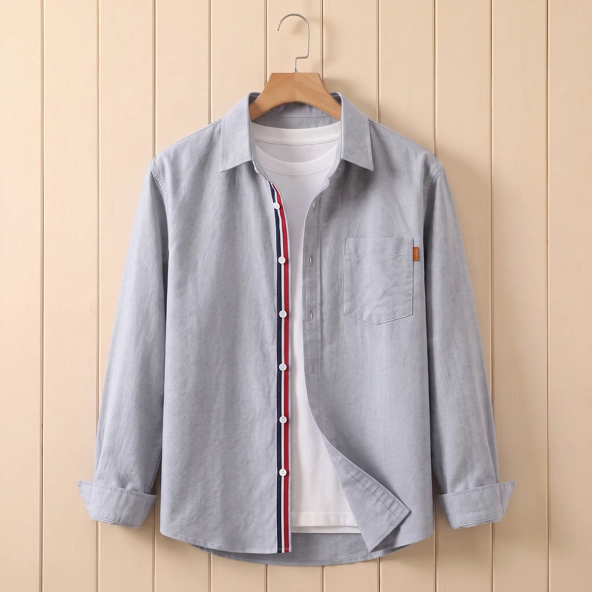 STRIPED PLACKET SHIRT Grey