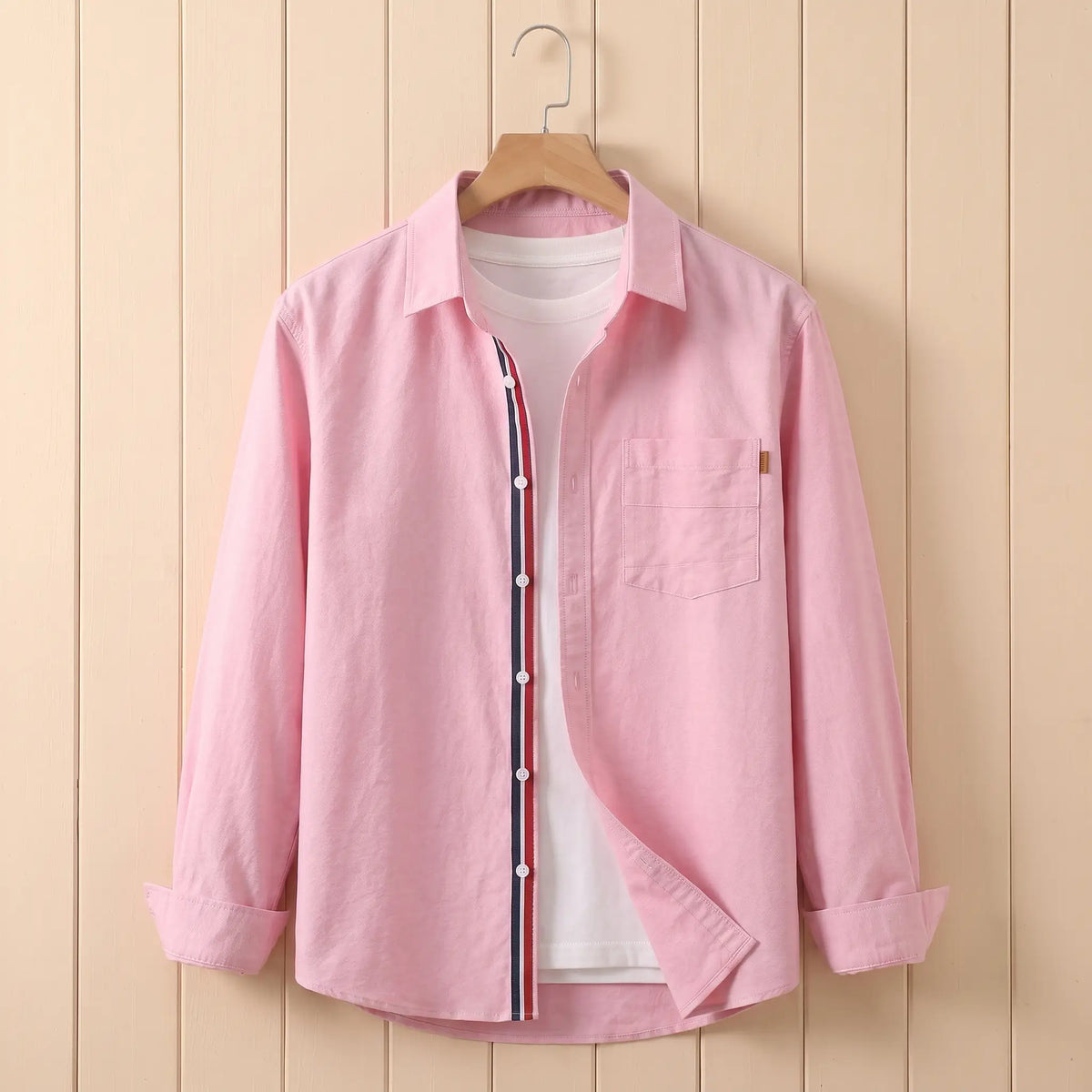 STRIPED PLACKET SHIRT Pink