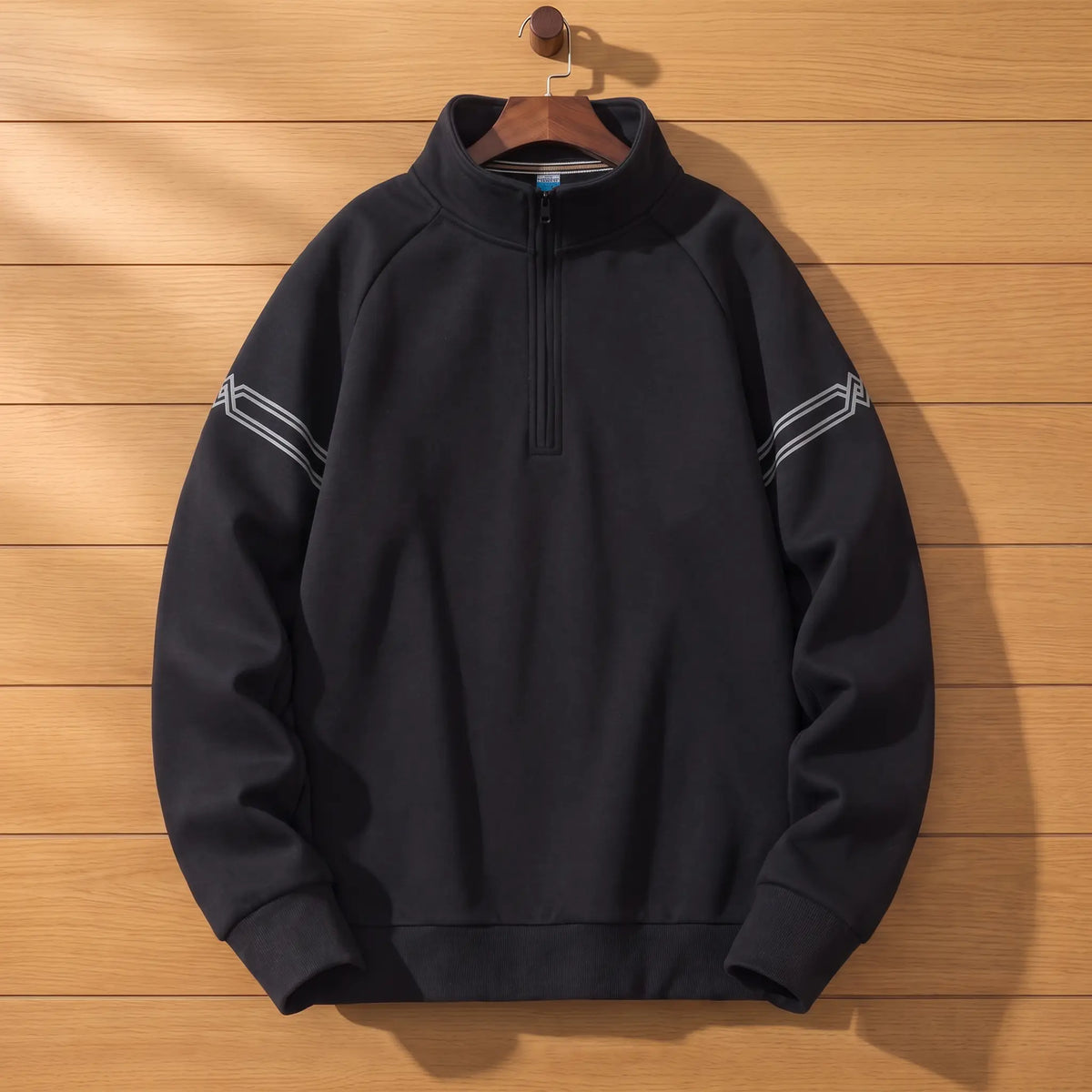 Stripe Sleeve Sweatshirt in Black