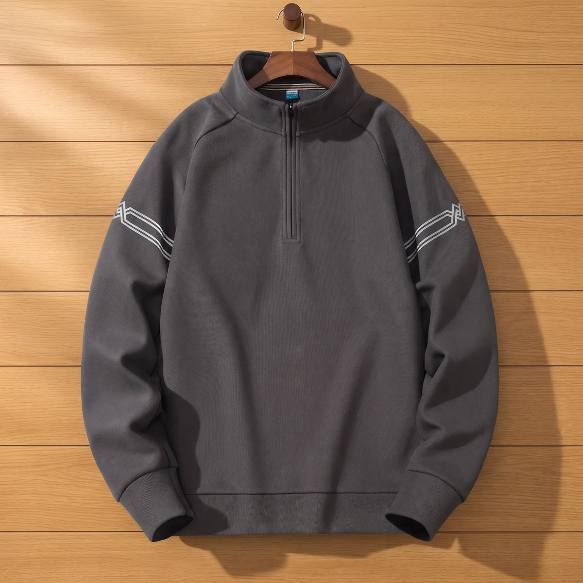 Stripe Sleeve Sweatshirt in Dark Grey