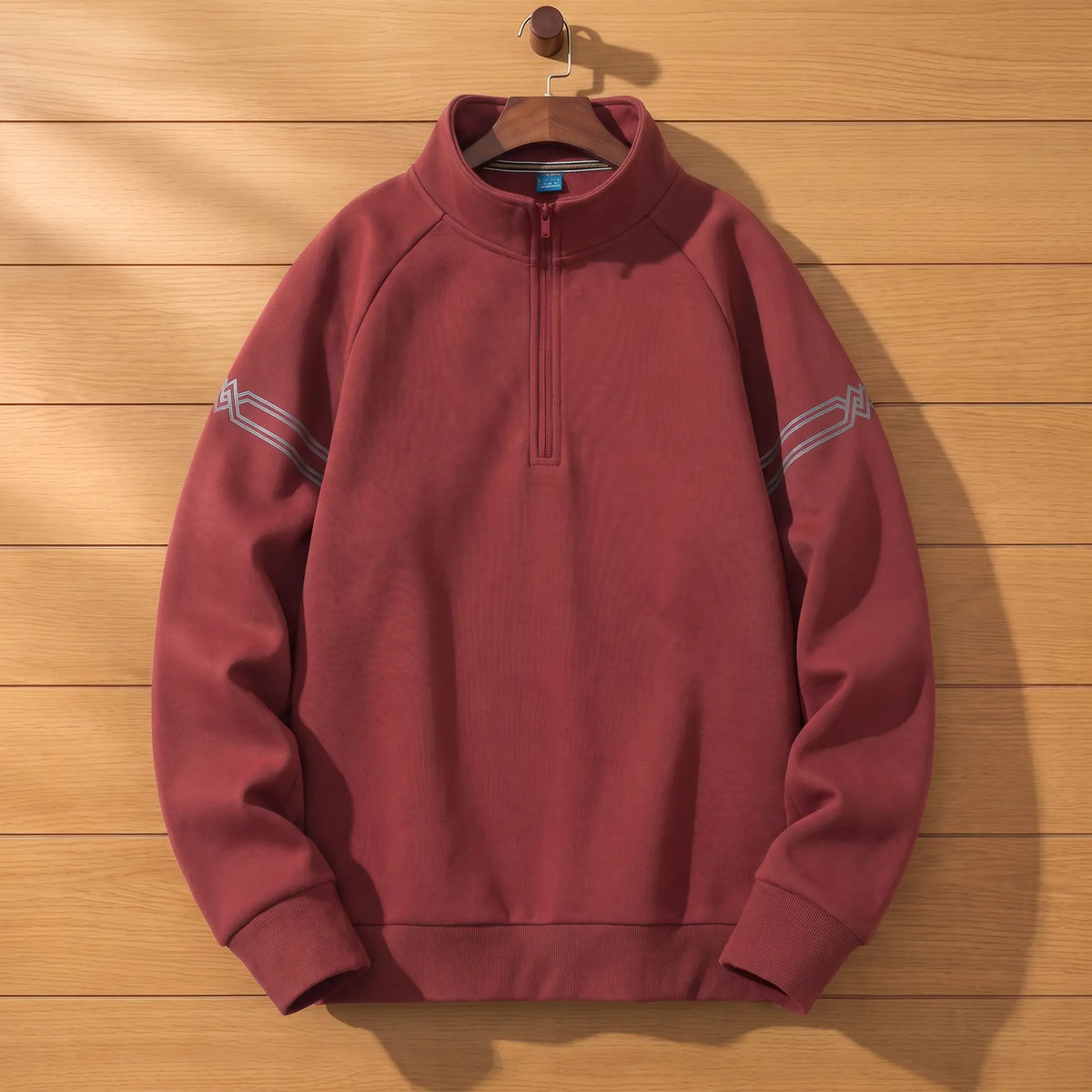 Stripe Sleeve Sweatshirt in Red