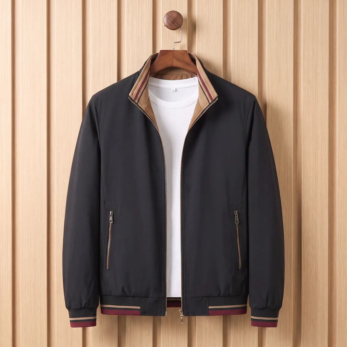 Stripe Trim Jacket in Black