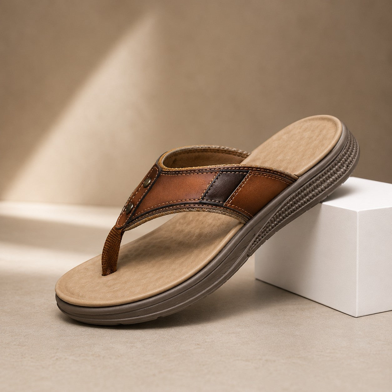 STUD LEATHER FLIP FLOPS