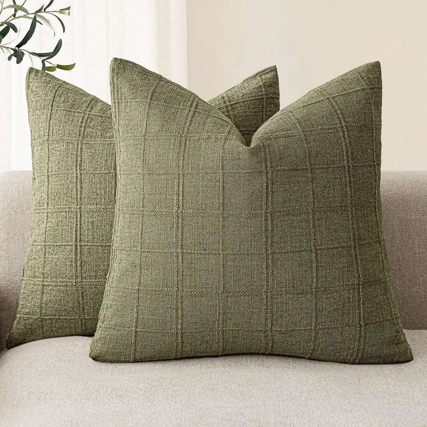 Luneth Linen Check Pillow Cover