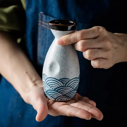 Classical Wave Ceramic Sake Set