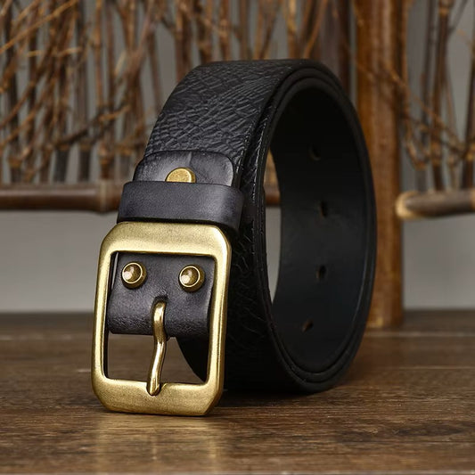 EMBOSSED COWHIDE BELT