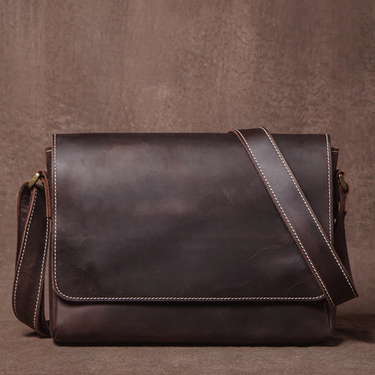REAL LEATHER MESSENGER BAG