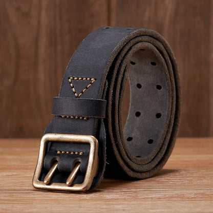 HANDMADE DOUBLE PRONG LEATHER BELT