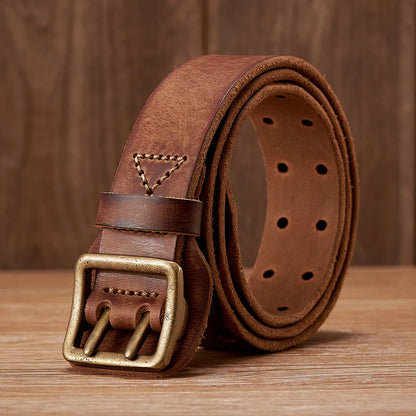 HANDMADE DOUBLE PRONG LEATHER BELT
