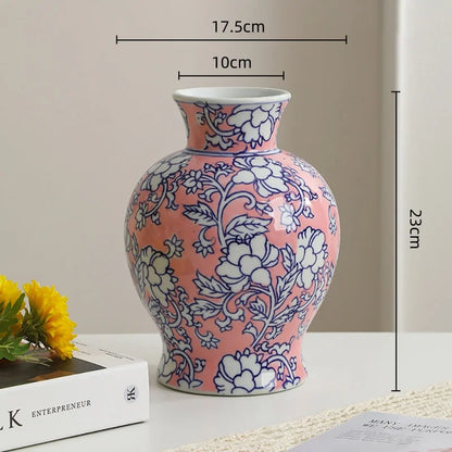 Chinoiserie Glazed Ceramic Vase Set