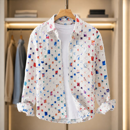 TEXTURED COTTON PRINT SHIRT