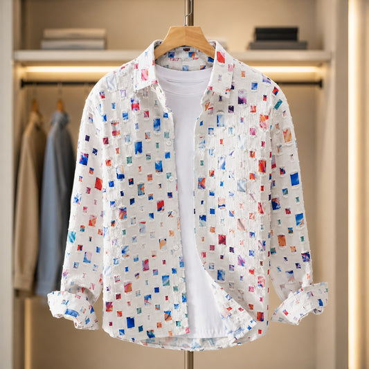 TEXTURED COTTON PRINT SHIRT