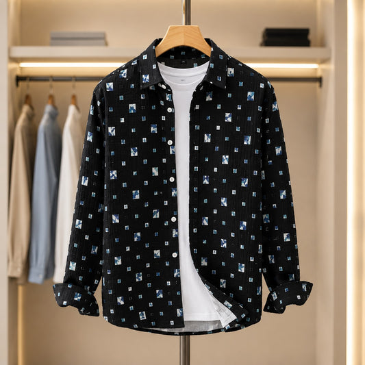 TEXTURED COTTON PRINT SHIRT