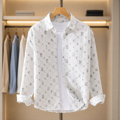 TEXTURED COTTON PRINT SHIRT