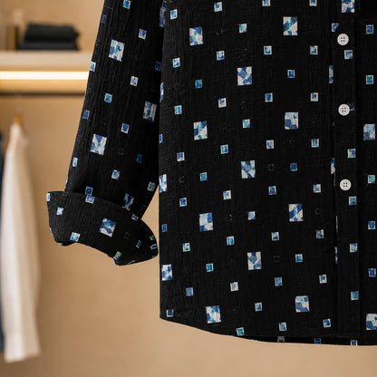 TEXTURED COTTON PRINT SHIRT