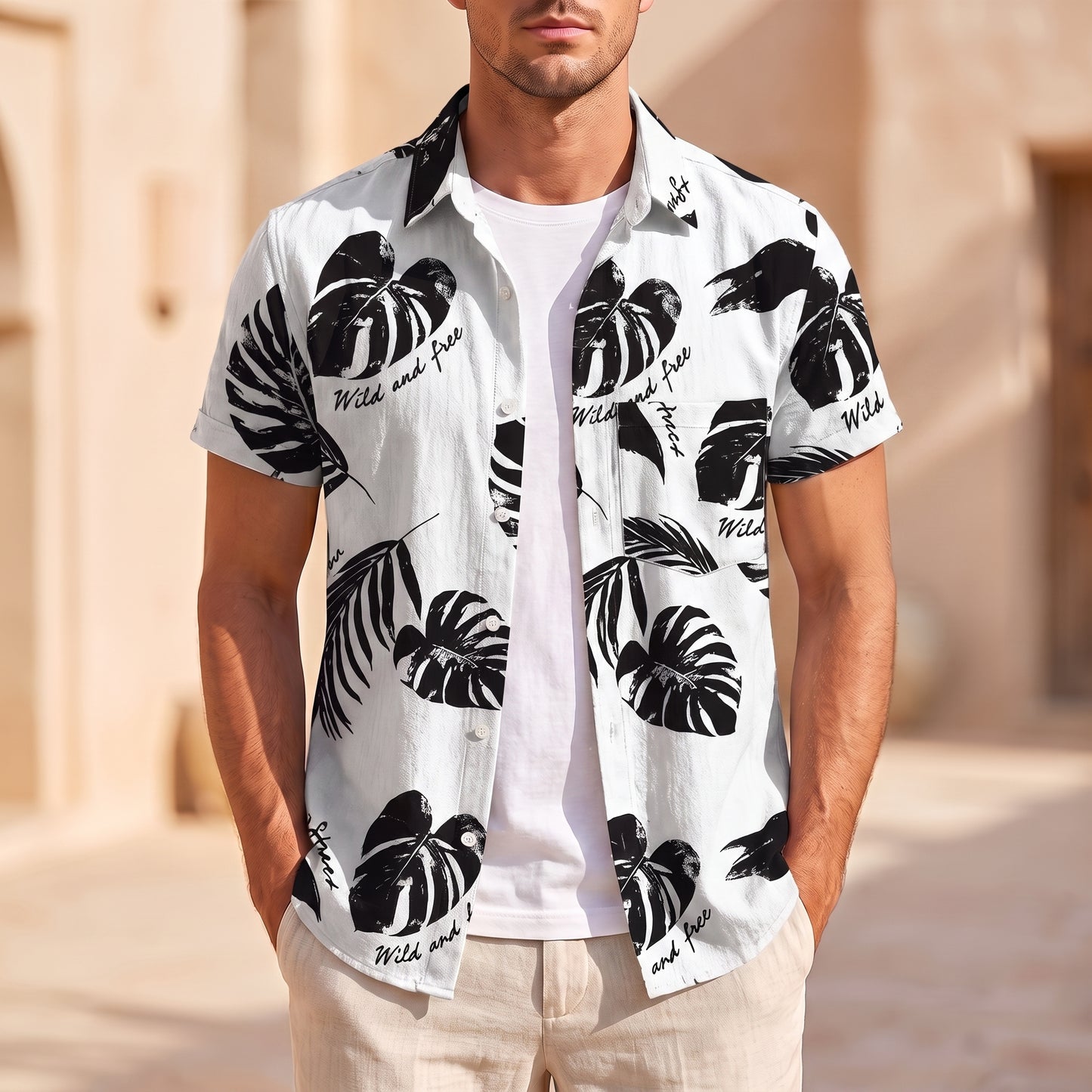 TEXTURED LEAF PATTERN SHIRT