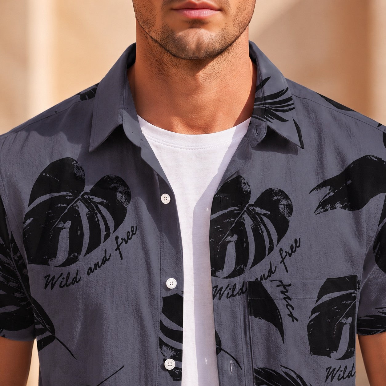TEXTURED LEAF PATTERN SHIRT
