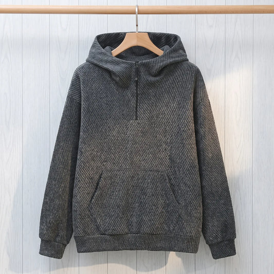 TEXTURED ZIP HOODIE Grey