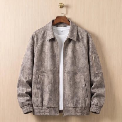 Textured Zip Jacket in Beige
