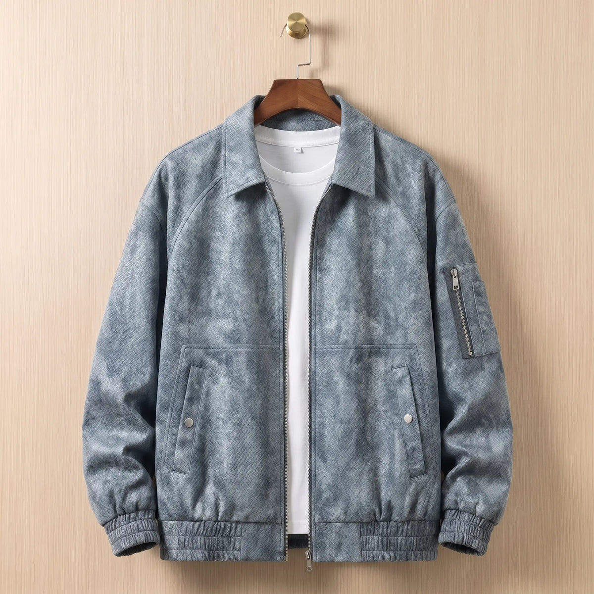 Textured Zip Jacket in Blue