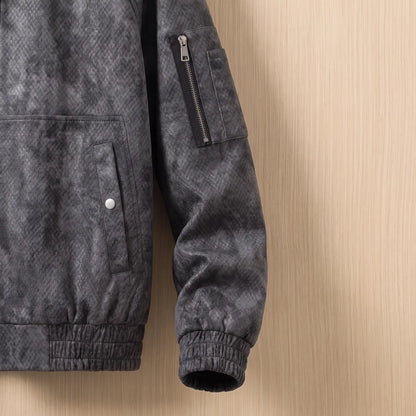 Textured Zip Jacket in Grey, sleeve zip pocket and cuff close-up
