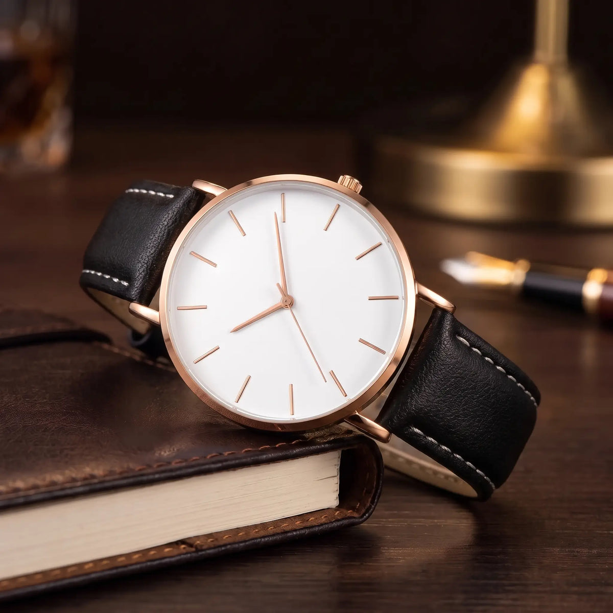Thin Case Watch in Black White