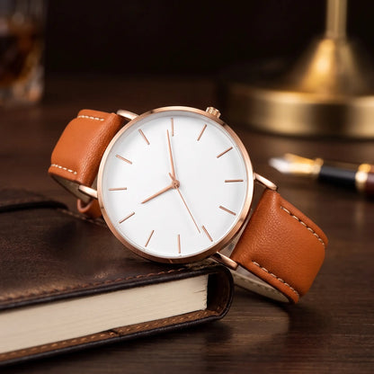 Thin Case Watch in Brown White