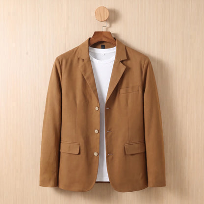 Three Button Blazer in Brown