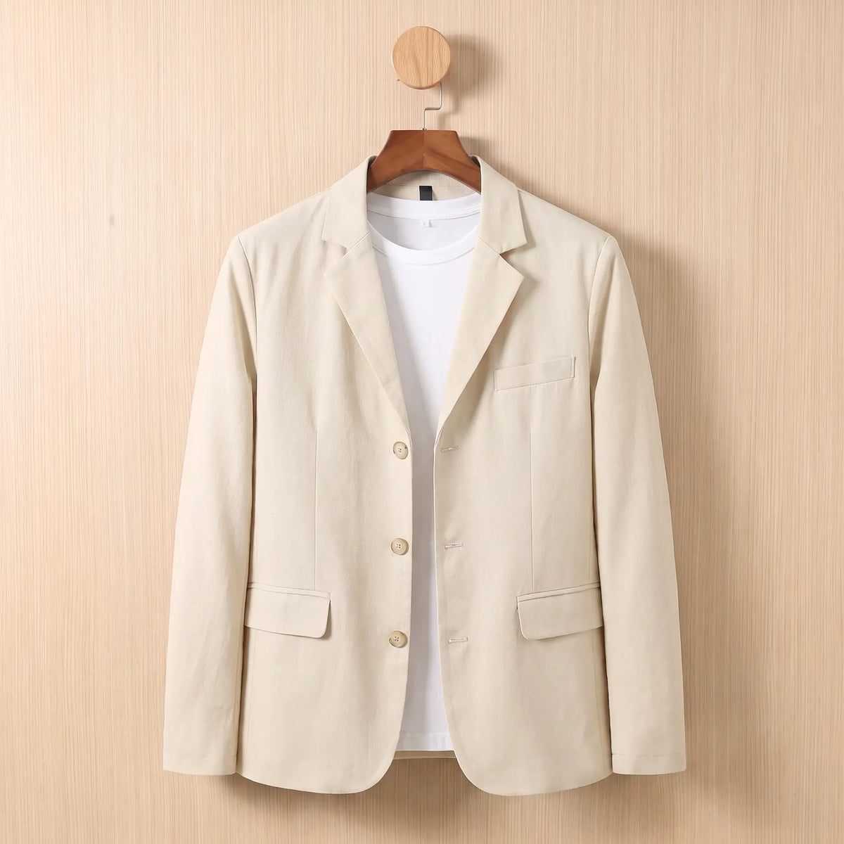 Three Button Blazer in Cream