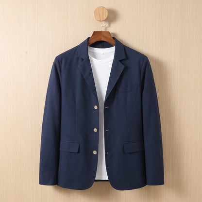 Three Button Blazer in Navy Blue