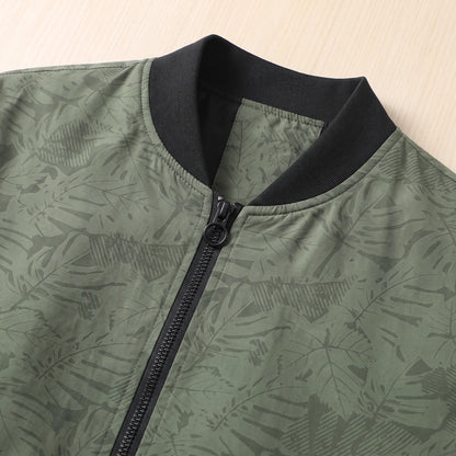 Bomber ribbed collar and print detail