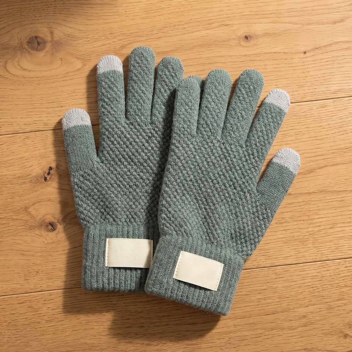 Touchscreen Knit Gloves in Green