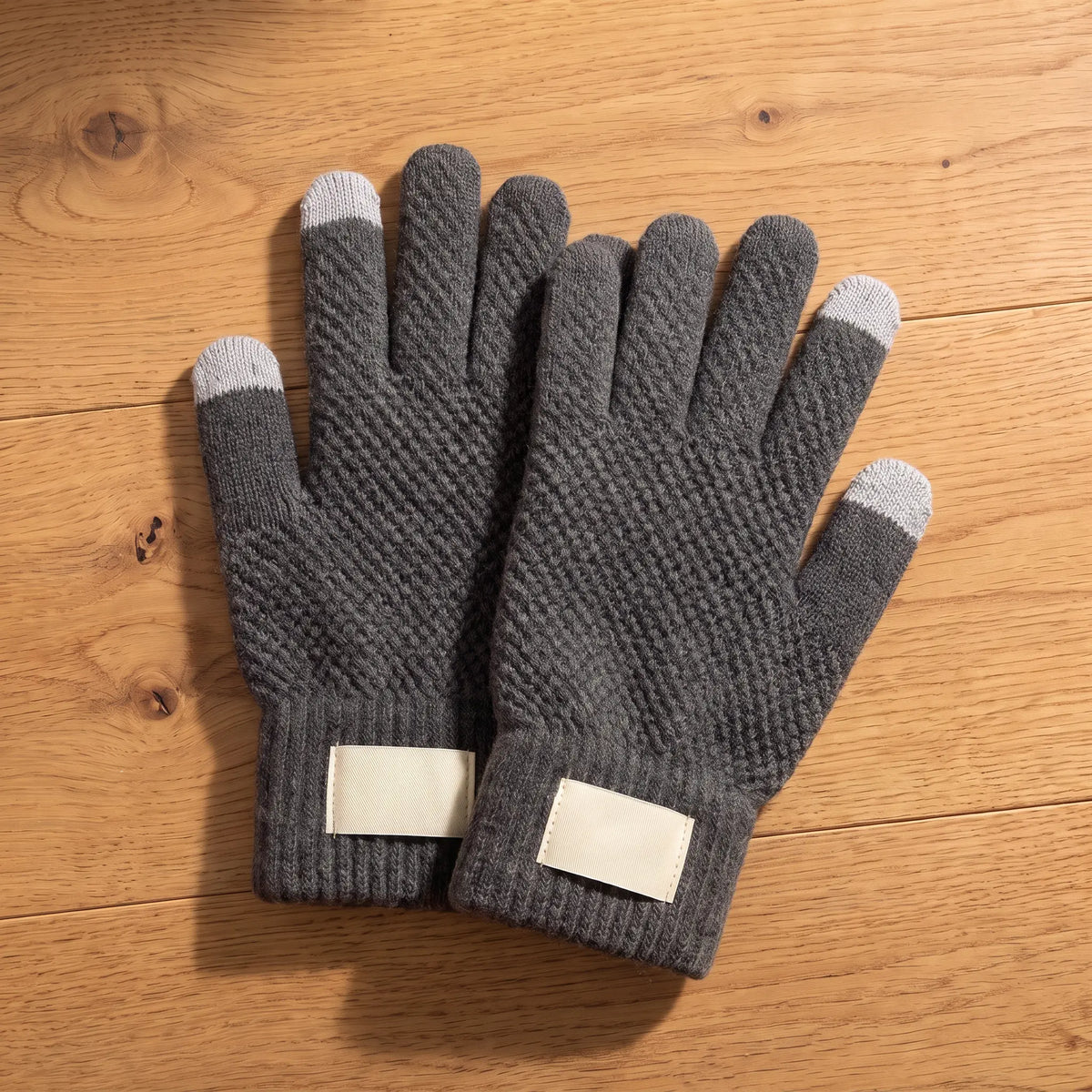 Touchscreen Knit Gloves in Grey