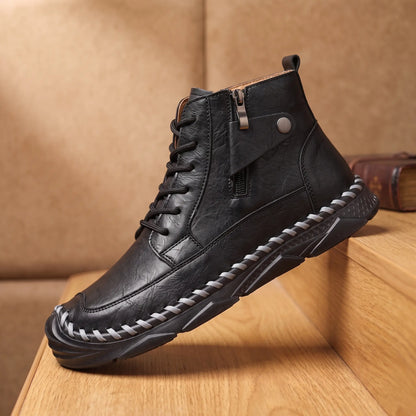 Stitched ankle boot in black