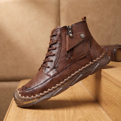 Stitched ankle boot in brown