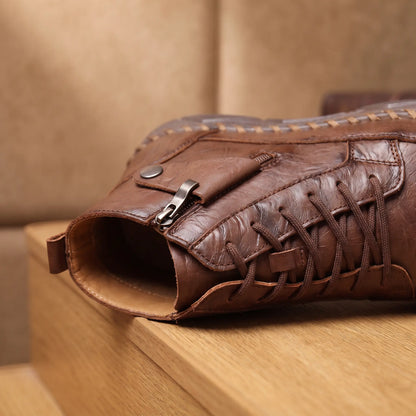 Ankle boot side zip and button detail