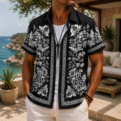 TROPICAL PRINT BEACH SHIRT