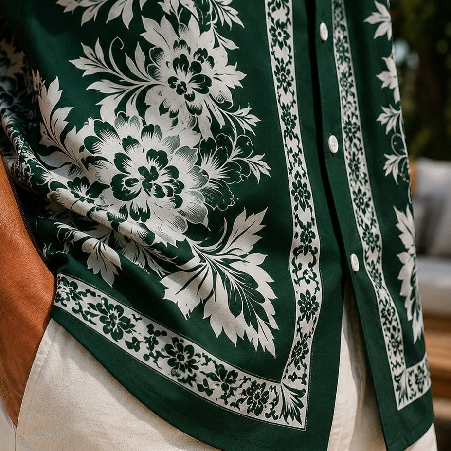 TROPICAL PRINT BEACH SHIRT