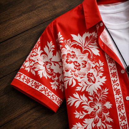 TROPICAL PRINT BEACH SHIRT