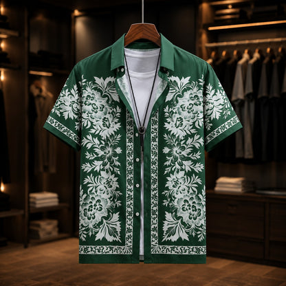 TROPICAL PRINT BEACH SHIRT