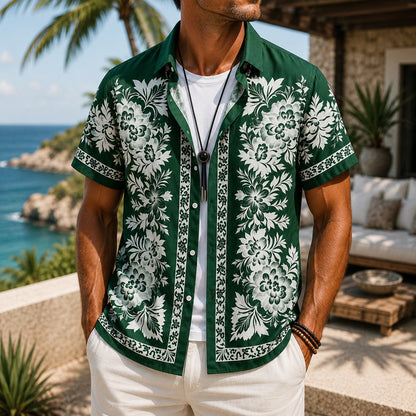 TROPICAL PRINT BEACH SHIRT