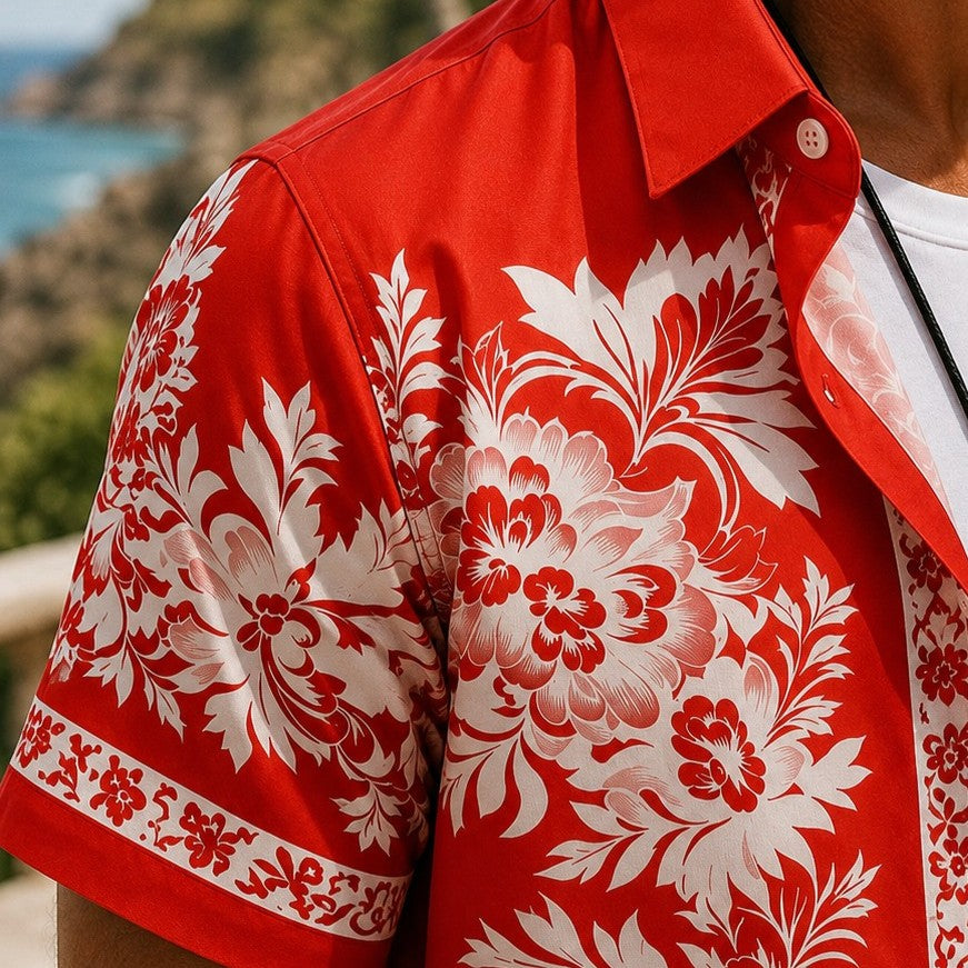 TROPICAL PRINT BEACH SHIRT