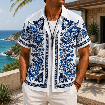 TROPICAL PRINT BEACH SHIRT