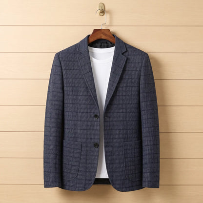 Twill Check Blazer in Blue