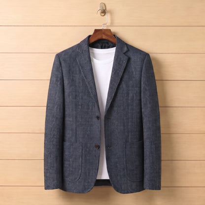 Twill Check Blazer in Dark Grey