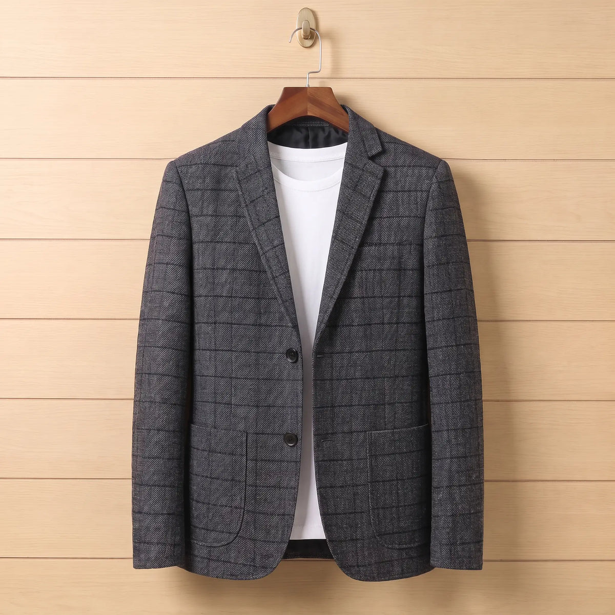 Twill Check Blazer in Grey