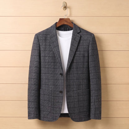 Twill Check Blazer in Grey
