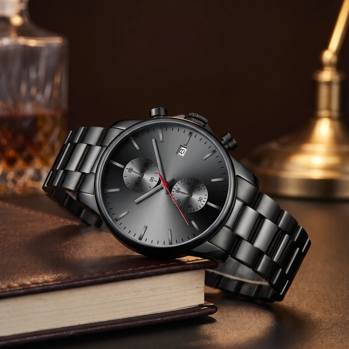 Twin Dial Chronograph in Black Red