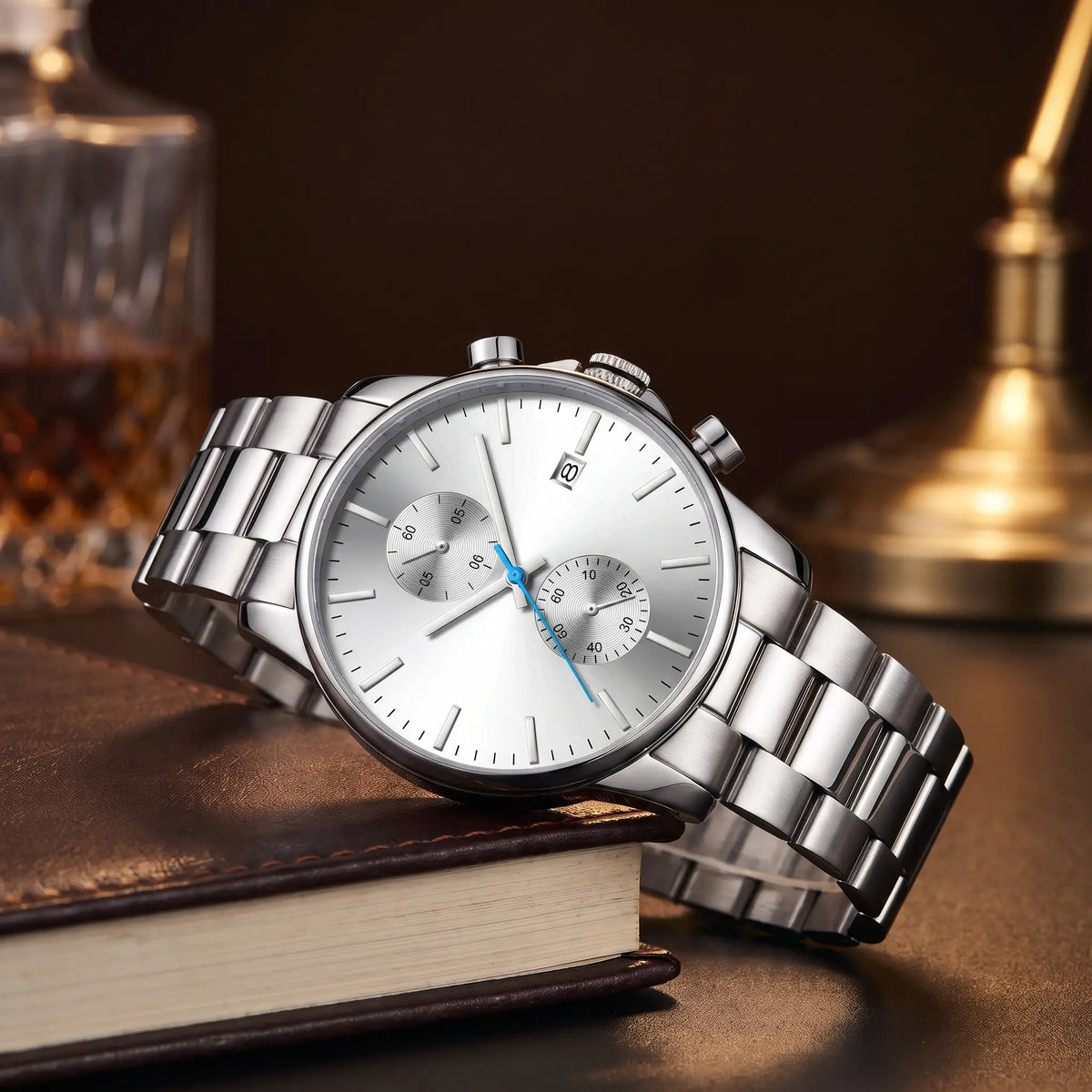 Twin Dial Chronograph in Silver White