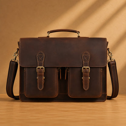 VINTAGE COWHIDE LEATHER BRIEFCASE